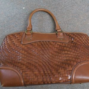 Cole Haan Basket Weave Brown Leather Handbag